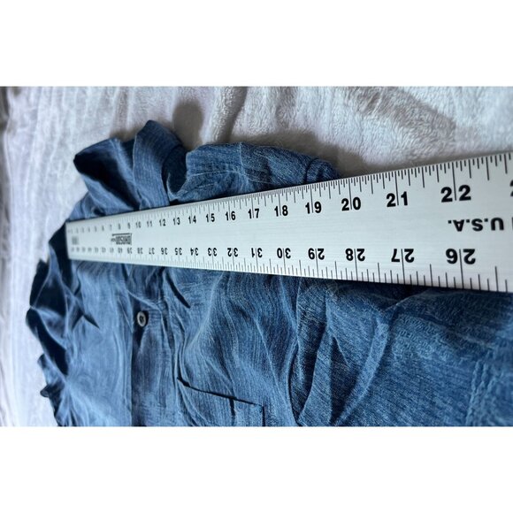 Tommy Bahama Mens Blue Palm Tree Print Short Sleeve Button-Up Shirt Large Casual - Picture 6 of 11